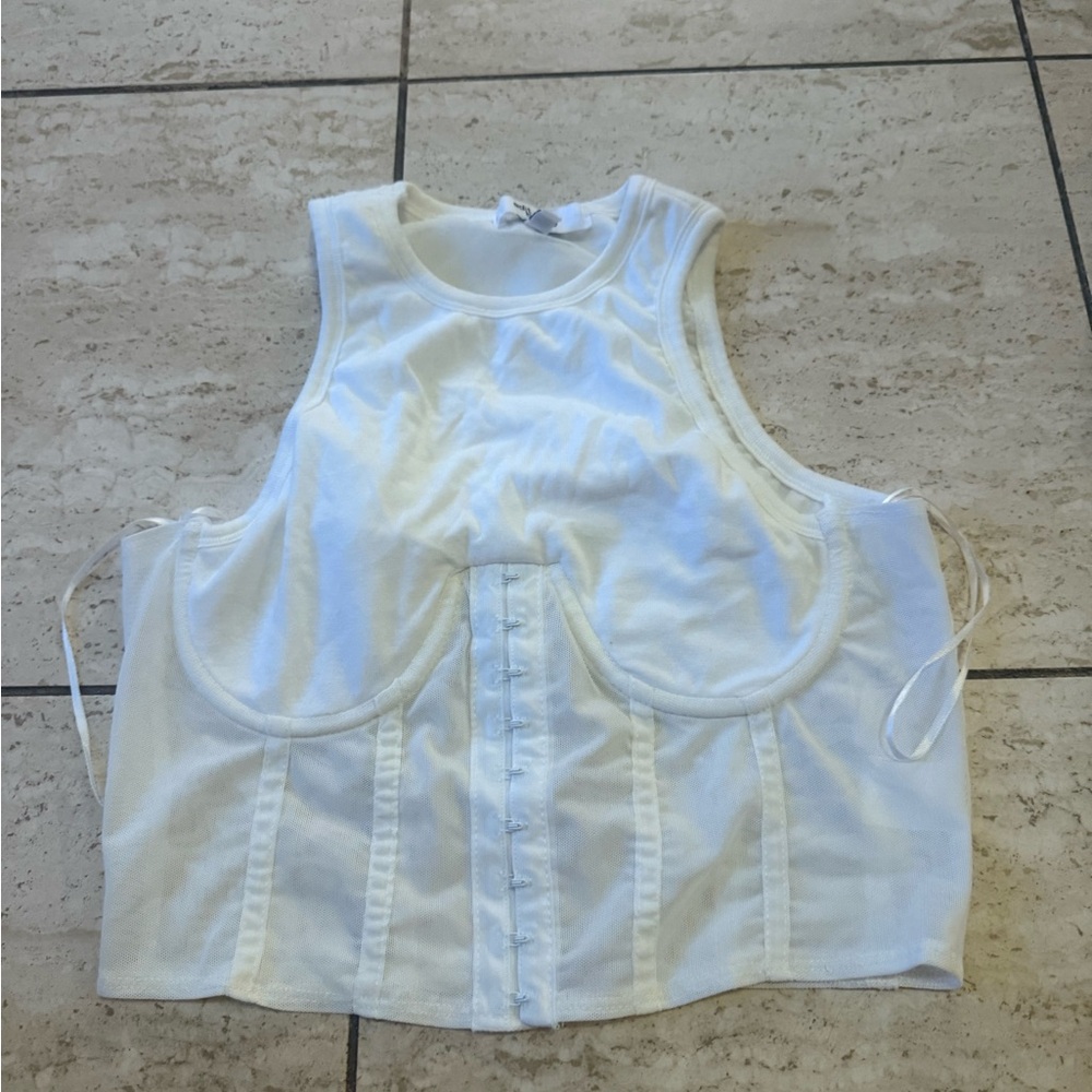 Chic White Lace-Up Corset Top